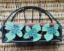 Planter 3 Square Terracotta Clay Pots Metal Rack Ivy Leaves Decor 9x7
