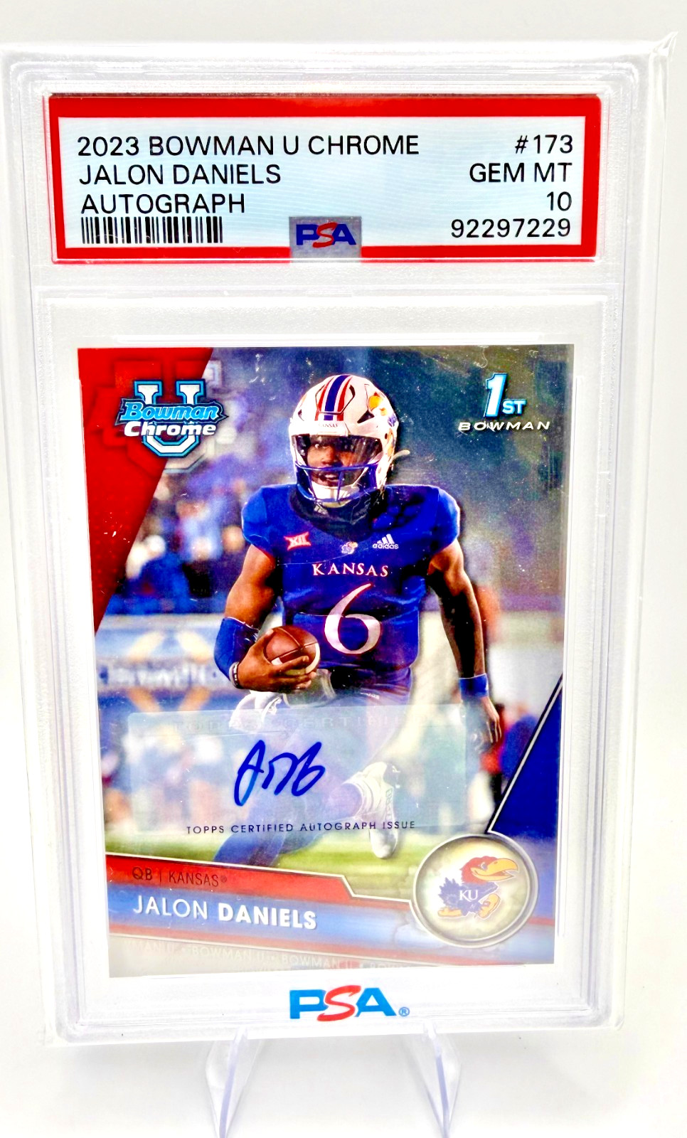 Jalon Daniels 2023 Bowman U Chrome 1st Bowman Autograph PSA 10 GEM MT ##173