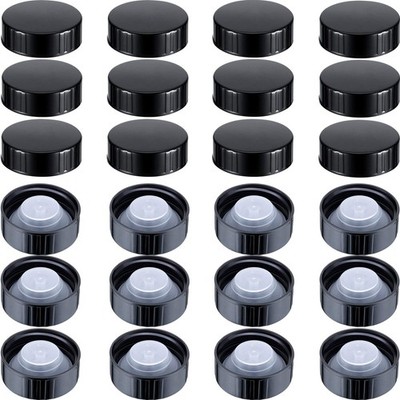 Boao 24 Pieces 38mm Poly Seal Screw Caps Growler Plastic Lids Black