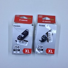 GENUINE 2-PACK CANON PGBK 250 XL BLACK High-Yield Ink Cartridges OPEN BOX