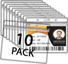 10 Pack Name Badge Holders Clear Badge Sleeve Plastic Lanyard Sleeves for ID's