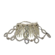 Vintage Pearl  Crystal Bridal Hair Comb With Decorative Beads 1980s 1990s