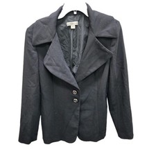 Coldwater Creek Black Blazer Two Button Oversized Lapel Jacket Size 10