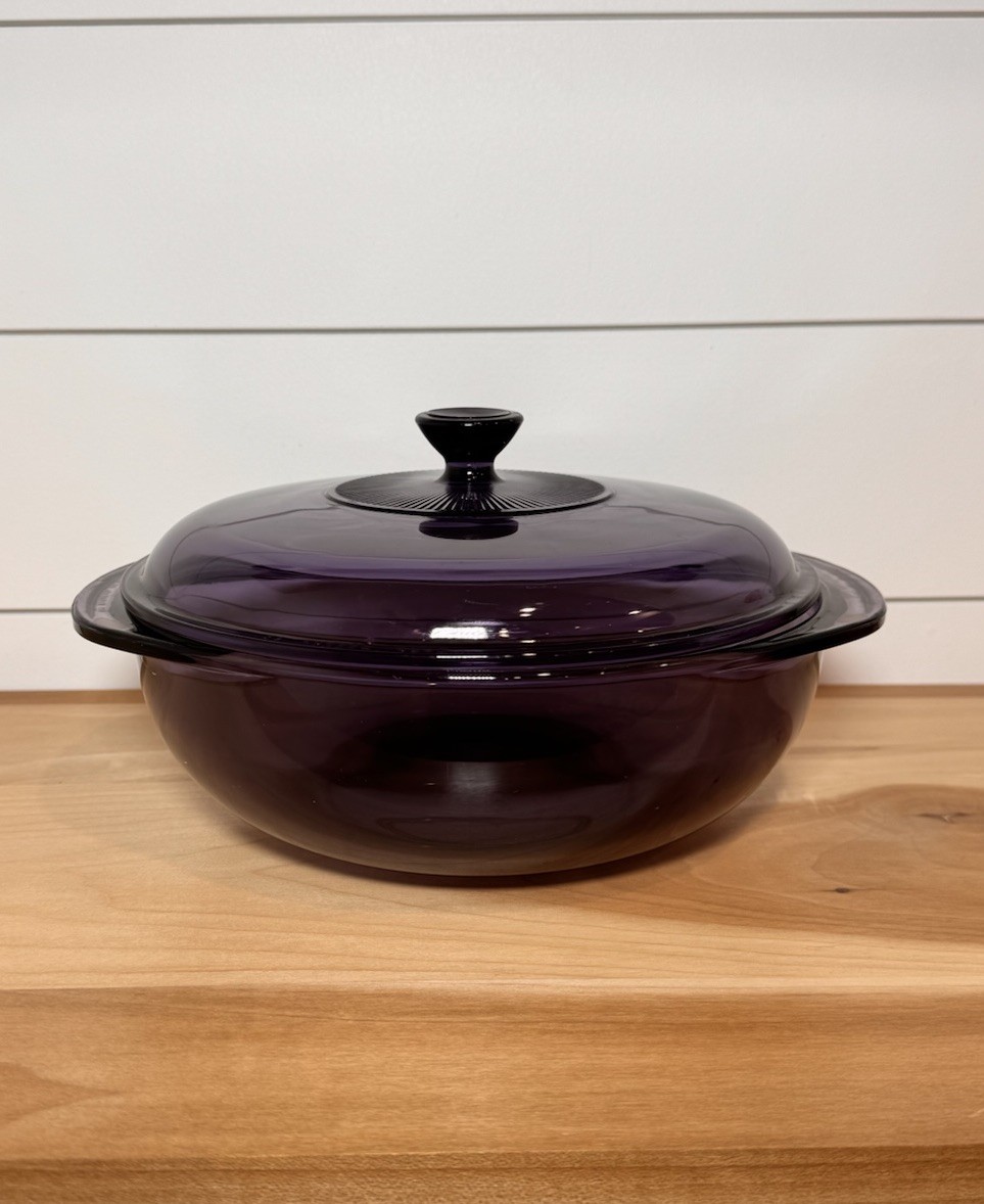 PYREX #024 Purple Casserole Baking Dish + Pyrex Lid #624C USA Glass 2 Qt. VTG