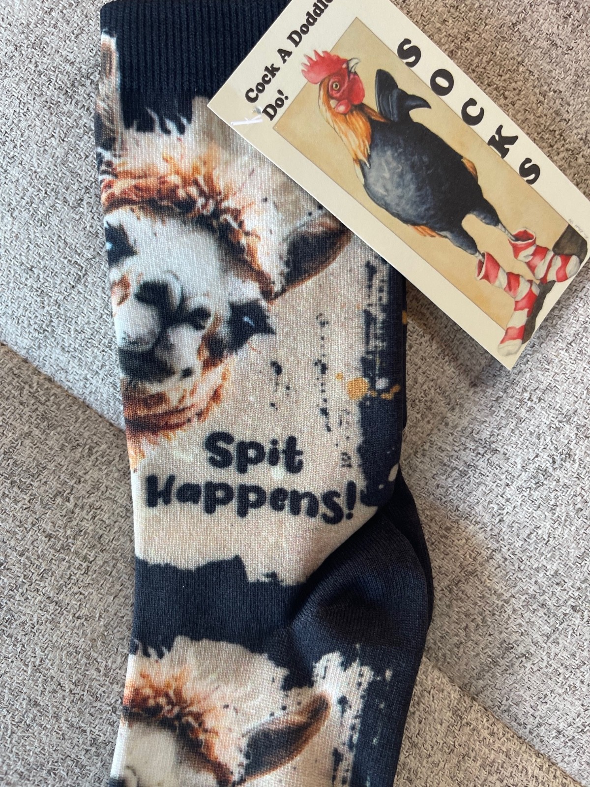 Alpaca / Llama Socks "Spit Happens " Unisex, one size, quality , rare. FREE SHIP image 6