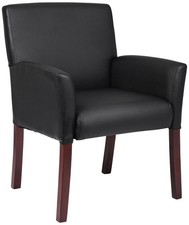 Boss Mahogany Box Arm Black Guest Chair