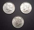 Lot of 3  Kennedy Half Dollars: (2) D Mint, (1) S-Proof, 40% Silver, Circulated