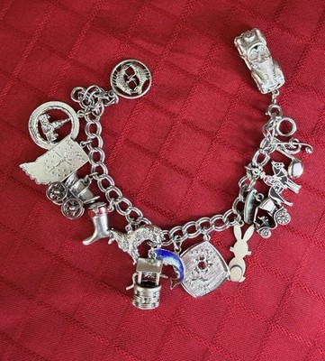 Vtg Sterling Silver Charm Bracelet 14 Charms Beaucraft Horse Bunny 60g