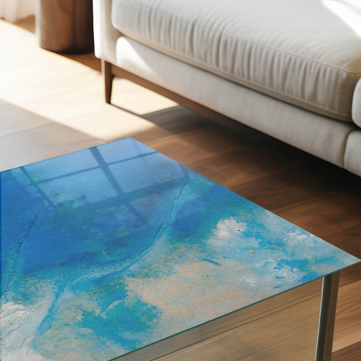 Piano Tavolo Decorativo in Vetro Rettangolare 100x60 cm foto 2
