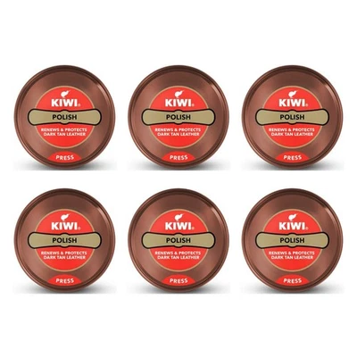 Zapatos de cuero Kiwi pulir, renovar, proteger y nutrir, tostado oscuro 40 g X 6