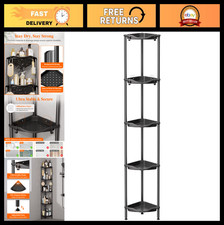 5-Tier Corner Shower Caddy Rack - Adjustable Feet, Hooks, Rustproof Organizer, B