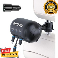 3-in-1 Retractable Backseat Car Charger 15W Fast Headrest Dock for Phones