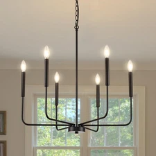 Modern Black Chandelier for Dining Room,Metal 6-Light Kitchen Light Fixtures,...