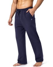 Men's Cotton Yoga Sweatpants Athletic Lounge Pants Open Bottom Casual Jersey