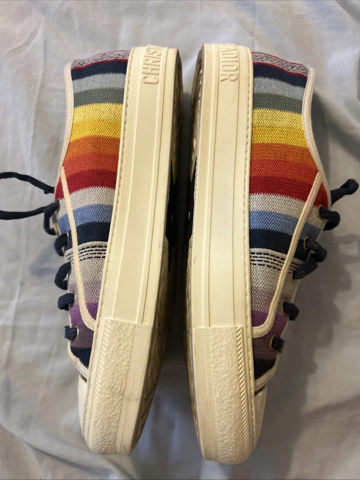 Christian Dior Canvas Rainbow Walk'N'Dior Sneakers 40 Multicolor Gucci Ladies - Image 3 of 4