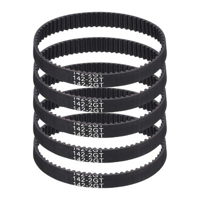 142mm GT-2 Timing Belt, 5pcs 6mm Width 2mm Pitch 3D Printing Closed Loop, Black