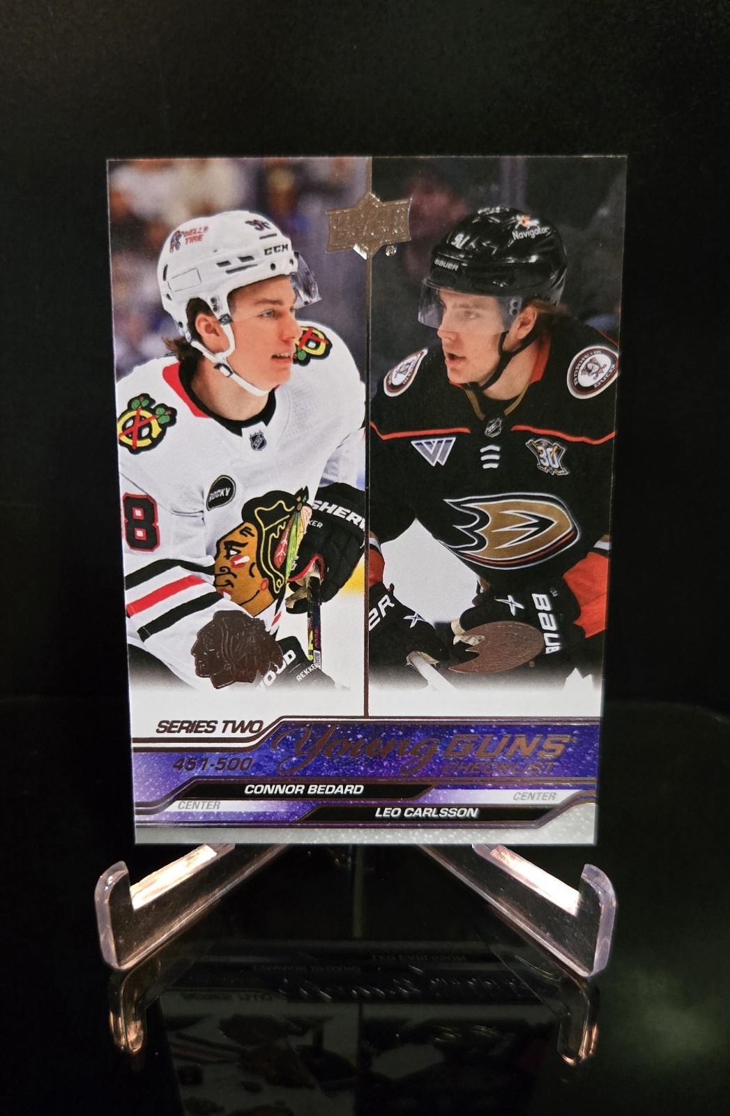 CONNOR BEDARD CARLSSON 🔥 2023-24 Upper Deck Series 2 Young Guns Checklist #500 view 1