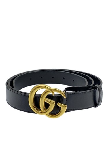GUCCI Shiny buckle belt_Double G/Leather/BLK/Plain/Men's/133cm//