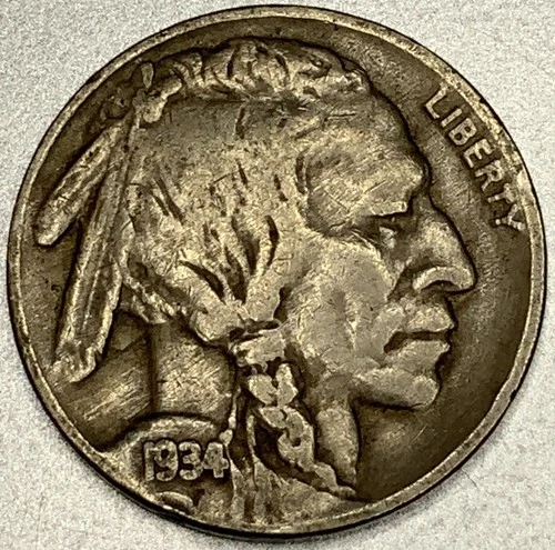 1934-P Buffalo 🦬 Indian Head Nickel 5c VG Very Good ST149