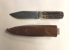 VINTAGE MARBLES DALL DEWEESE FIXED BLADE KNIFE W/ TUBE SHEATH