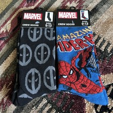 New  Marvel Novelty Crew Socks Spider-Man  Deadpool  Fast Free Ship 