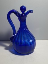 19th Century Blown Cobalt Blue Glass Cruet Syrup Pittsburgh Glass Co.