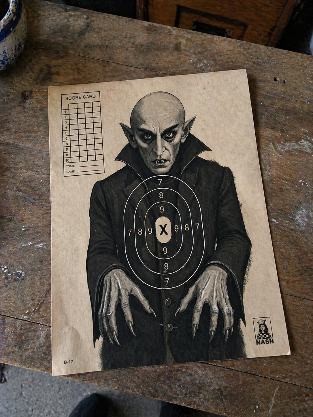 Poster Nosferatu A3 style cible de tir rétro pour habiller un salon gothique chic