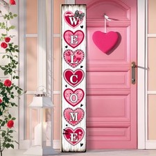 Valentine  s Day Welcome Porch Sign 47.2" Valentine Heart Wooden Welcome Sign