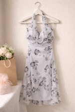 Vintage Y2K Black and White Floral Halter Dress