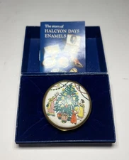 Bilston & Battersea Halcyon Days Enamels Trinket Box Christmas 1975 With Box