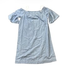 Madewell Azalea Dress Off The Shouler Light Blue Chambray Sz S Cotton Lyocell