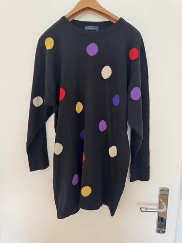 Mini abito tunica Givenchy Boutique Paris vero vintage anni 80 colorato a pois