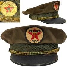 100% Original Vintage Texaco Gas Station Attendant Uniform Hat Advertising Oil