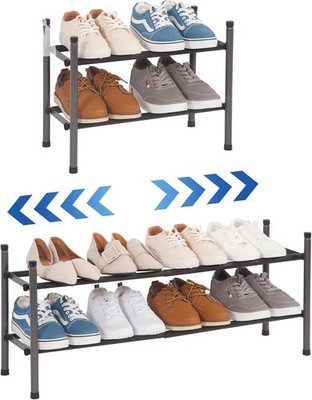 Shoe Rack Stand 8 Pairs Expandable Metal Stackable Closet Organizer