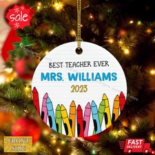 Best Teacher Ever Christmas Ornament 2023, Personalized Teacher Christmas Orn...