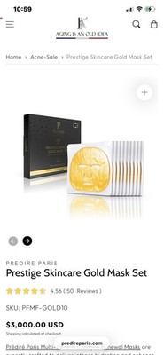 Prédiré Paris Prestige Skincare Gold Sheet Mask Set 10 Hydrating Firming