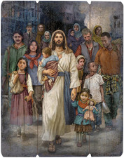 Avalaon Gallery Michael Adams Welcome the Stranger Jesus Décor Pallet Sign