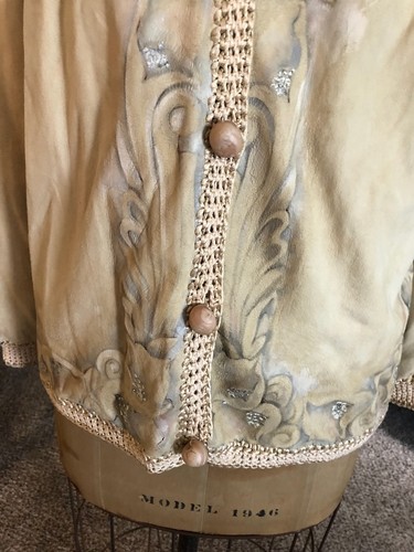70's signed Hillis Palm Springs 2pc Suede Airbrushed Orchid ART Jacket & Top L - Picture 20 of 24
