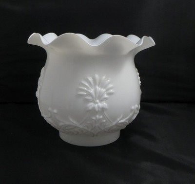 Vintage weiß/opal geformt Tulpenform Glas Öllampe Schirm/Kugel 4'' passt Duplex