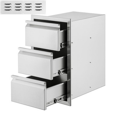 Uimoso BBQ Schubladen Dreifachschublade für Außenküche 377x646x480mm Edelstahl