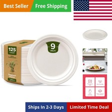 100 Compostable Sugarcane Paper Plates, Heavy Duty, Eco-Friendly, Biodegrada...