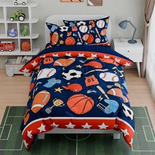 Sports Bedding Sets for Boys, Ultra Soft Microfiber Comforter Bed Set with 3-...