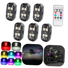 Upgrade 6PCS Wireless 4-LED Strobe Lights, 8 Colors Aircraft Strobe 6 PCS