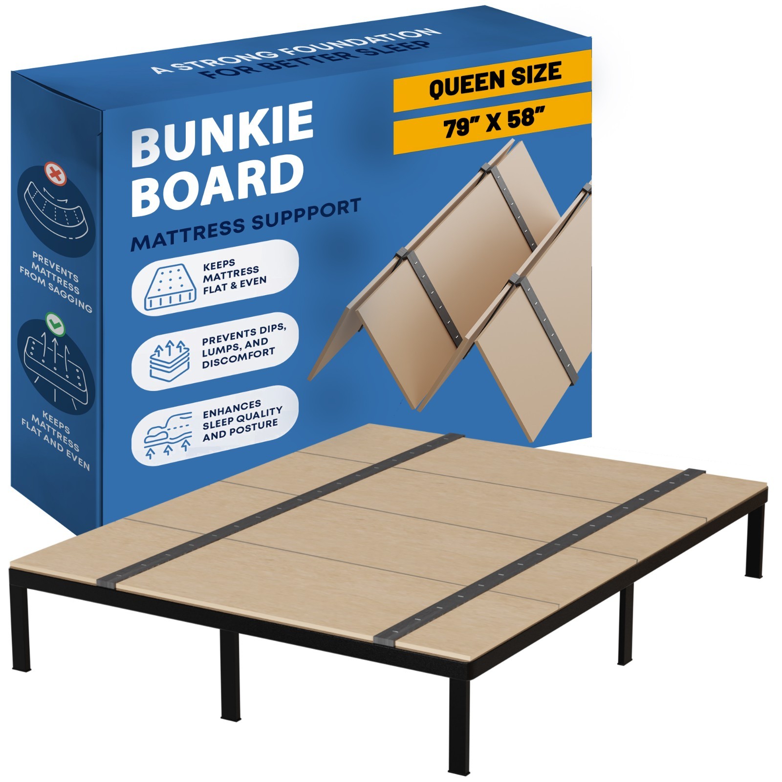 Continental Sleep, Folding Bunkie Board - Low-Profile Mattre