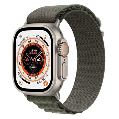 Apple Watch Series Ultra GPS+LTE 49MM Titanium Case w/Green Alpine Loop - Large