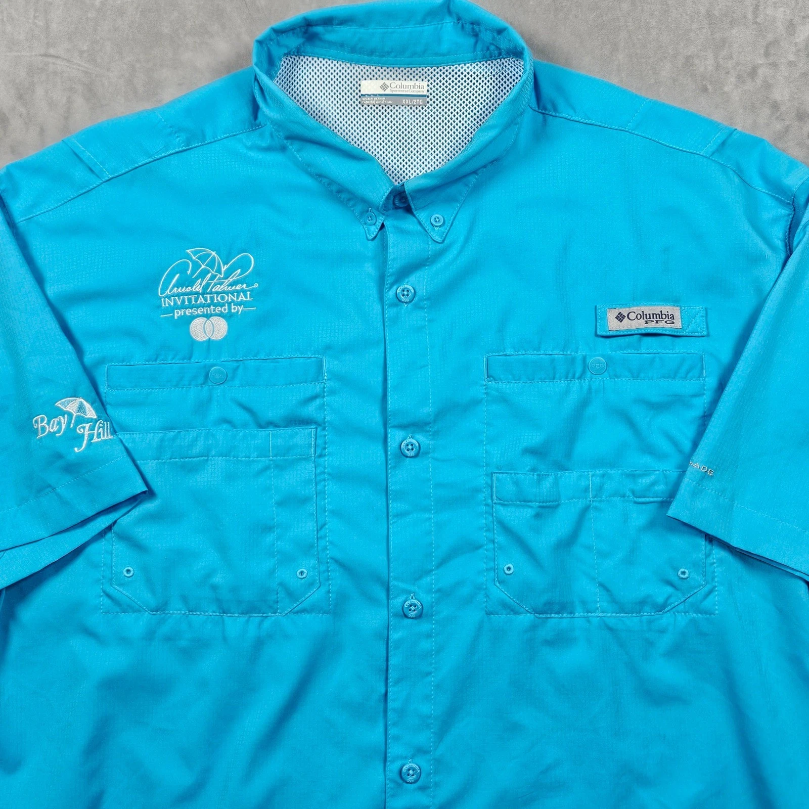 Columbia PFG Fishing Shirt Mens XXL Blue Arnold Palmer Invitational Bay Hill
