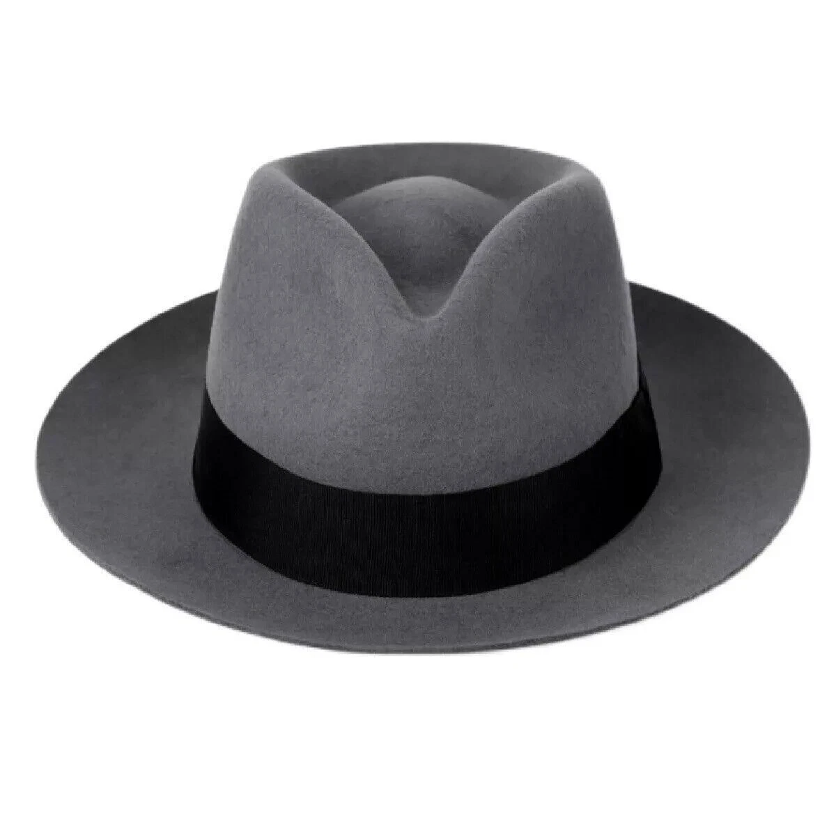 Dallas Hats Pinch Front FGR Gray 100% Wool Wide Brim Fedora Hat Large USA Made Griffin | Wool Felt Fedora – Ranch & Row main image 2