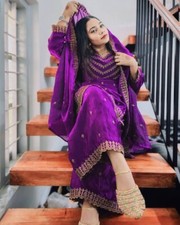 Presenting Purple Fendi Silk Palazzo Suit With Dupatta For Reception Wear