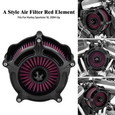 Matt Black Spike Air Filter Red Intake For Harley Sportster XL883 1200 2004-2022
