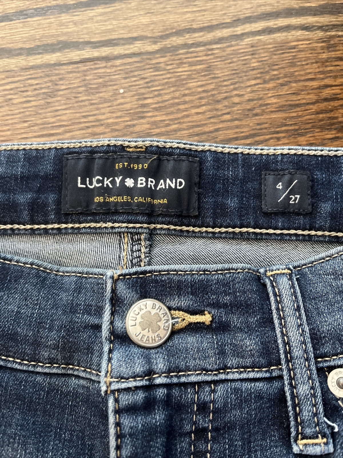 Lucky Brand Jeans Womens 4/27 Blue Denim Mid Rise Skinny Ava Frayed Hem Waist 29 - View 4